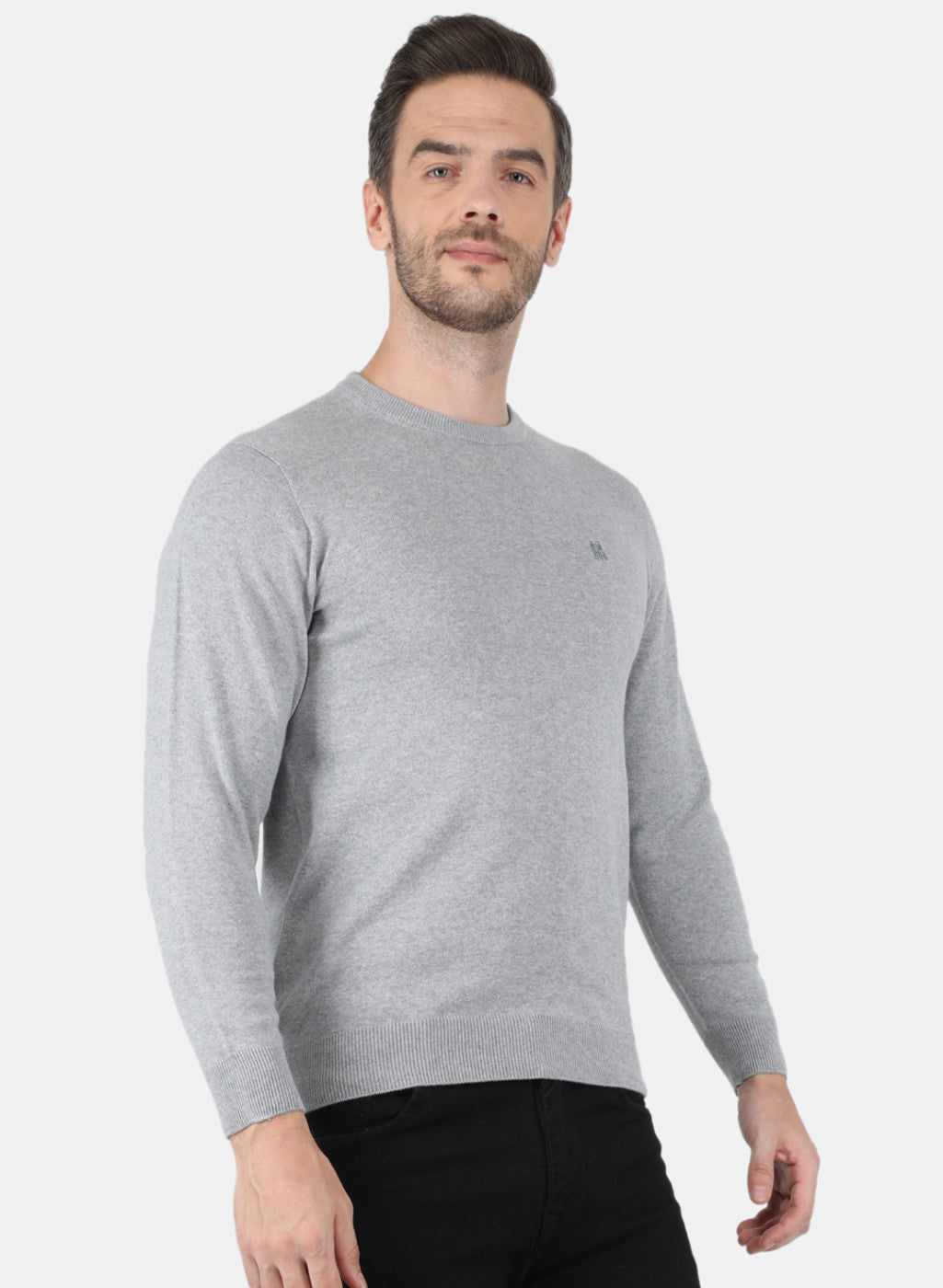 Men Grey Solid Pullover