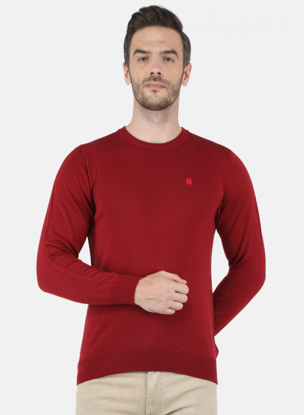 Men Maroon Solid Pullover