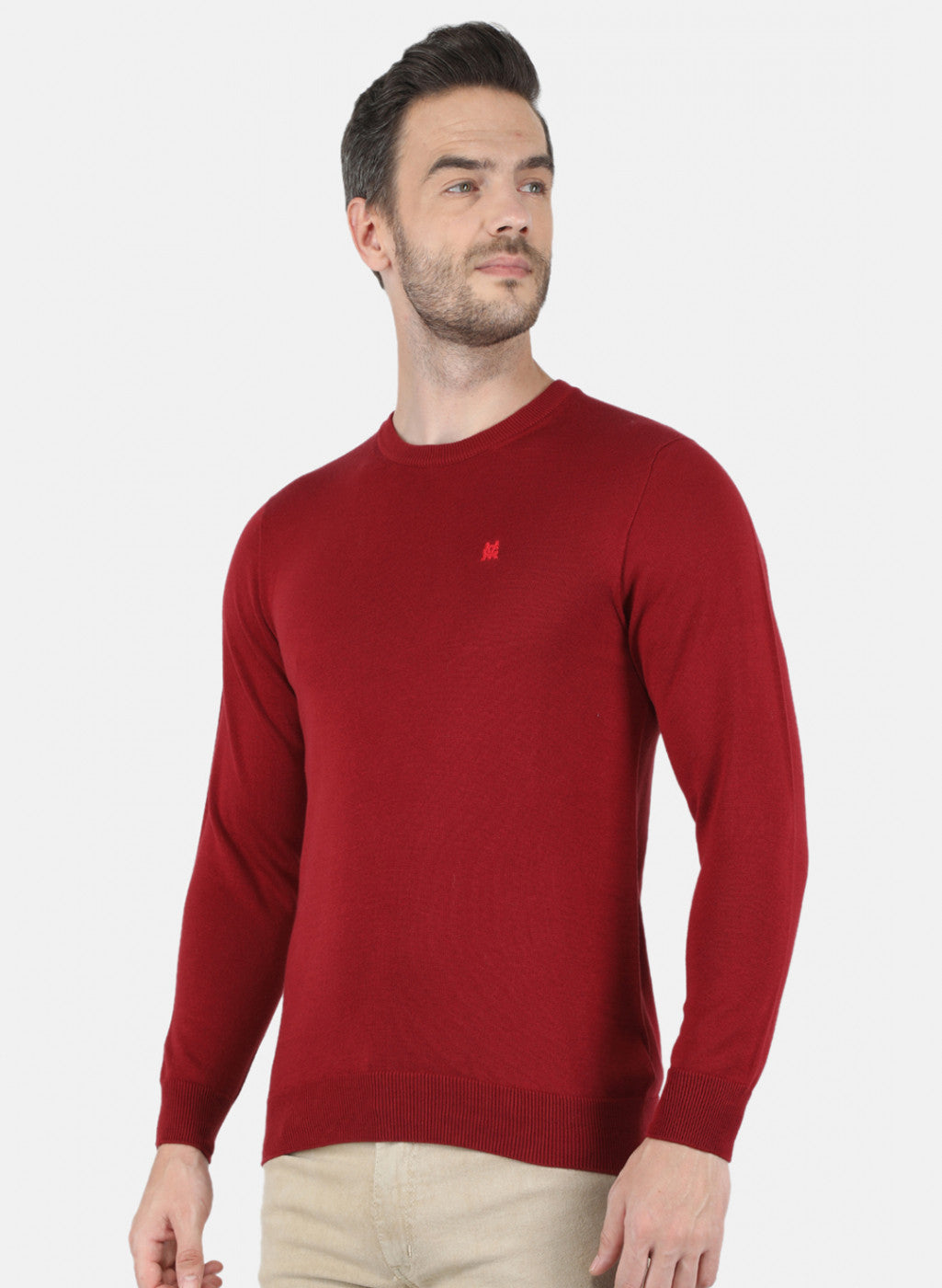 Men Maroon Solid Pullover