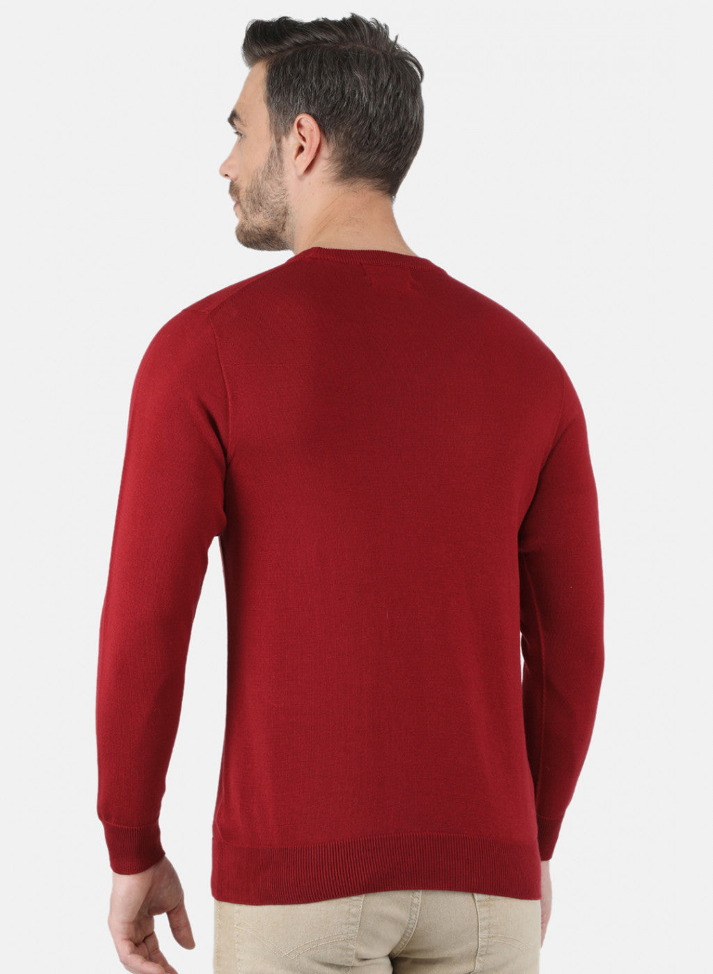 Men Maroon Solid Pullover