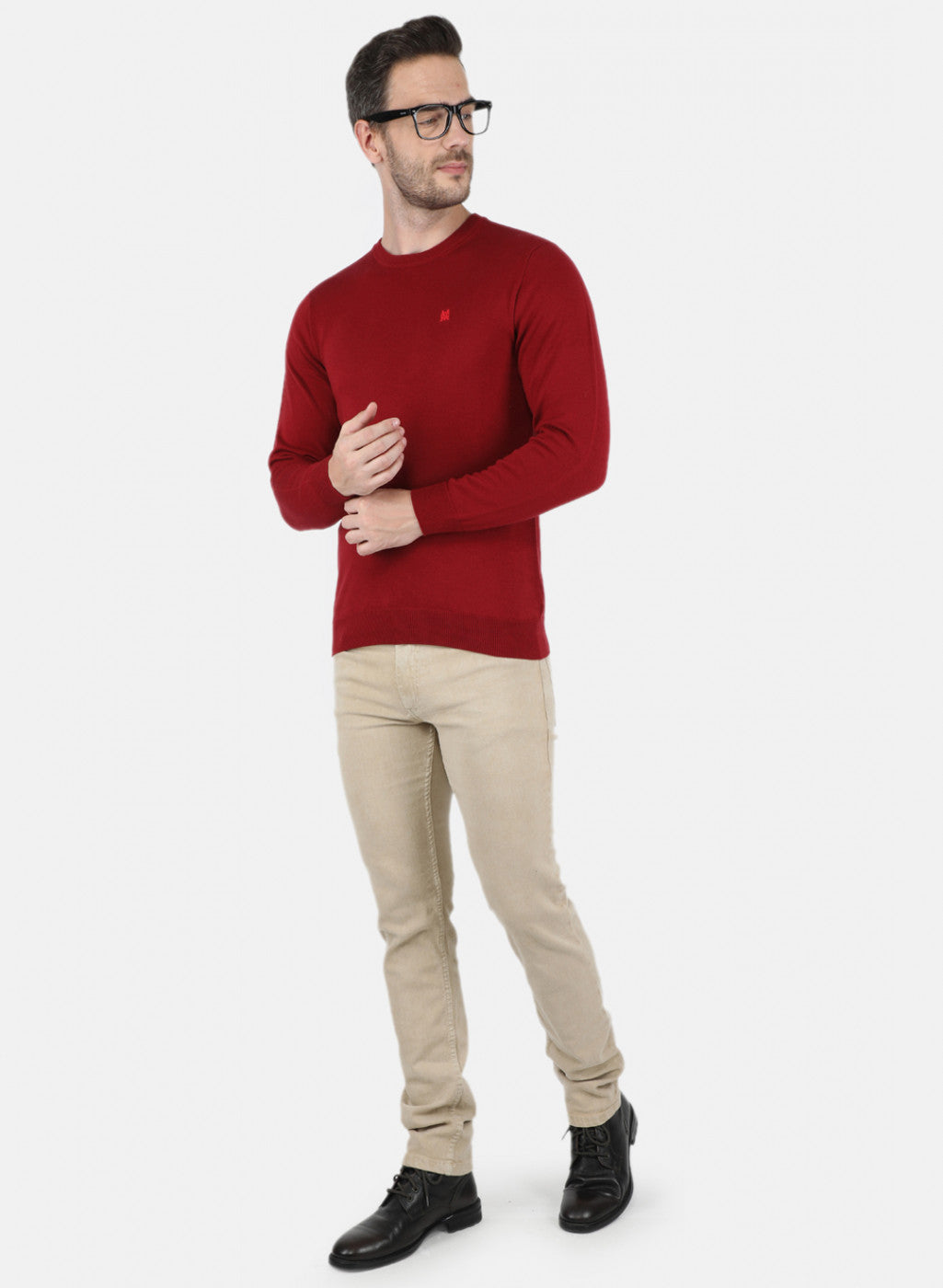 Men Maroon Solid Pullover