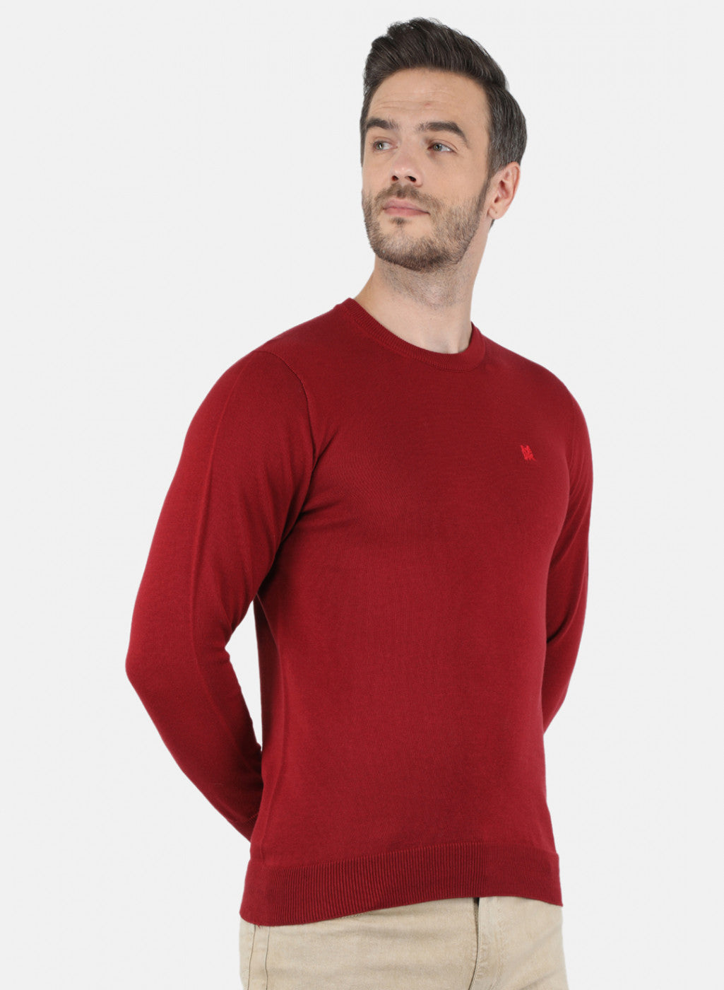 Men Maroon Solid Pullover