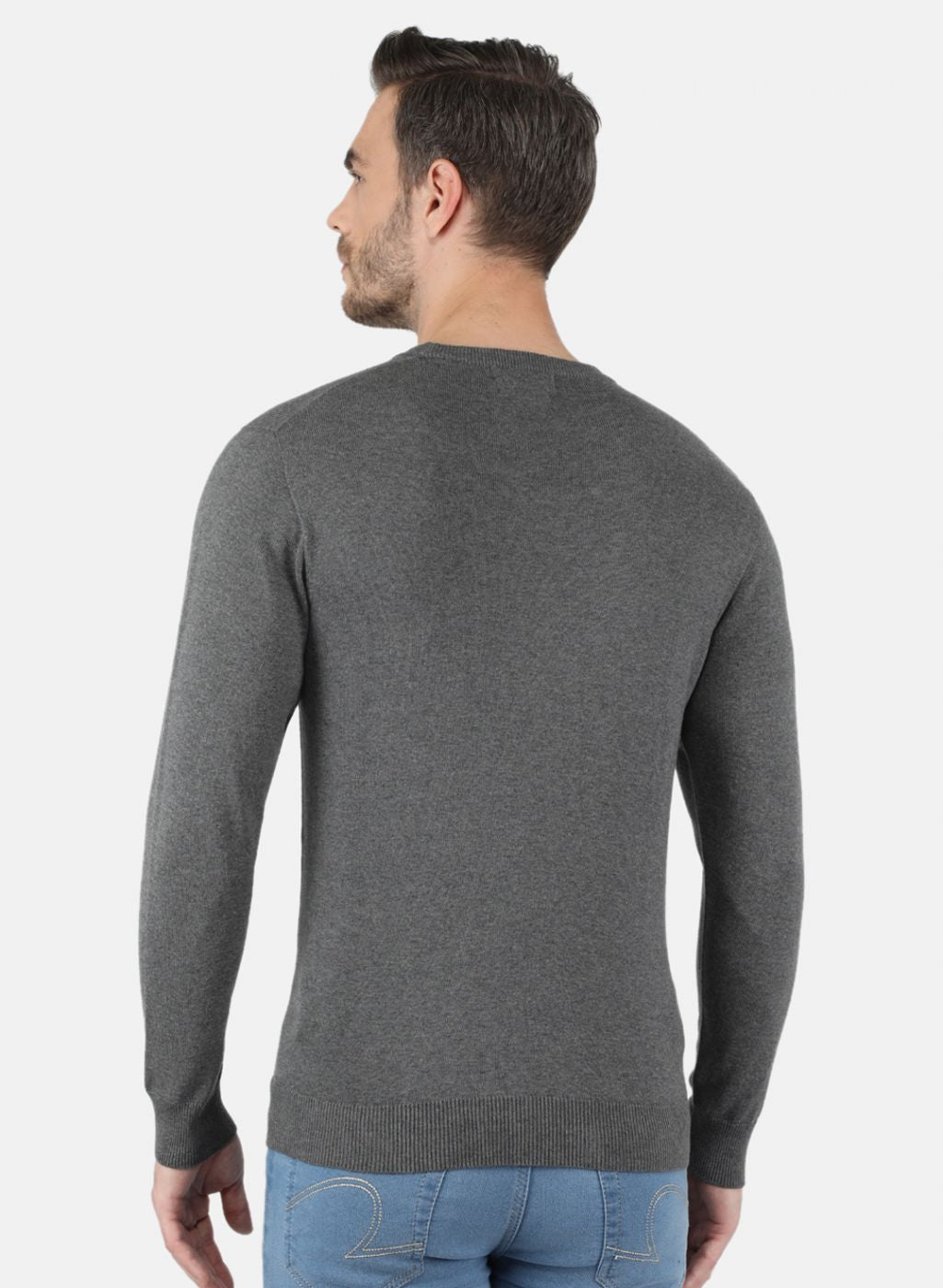 Men Grey Solid Pullover