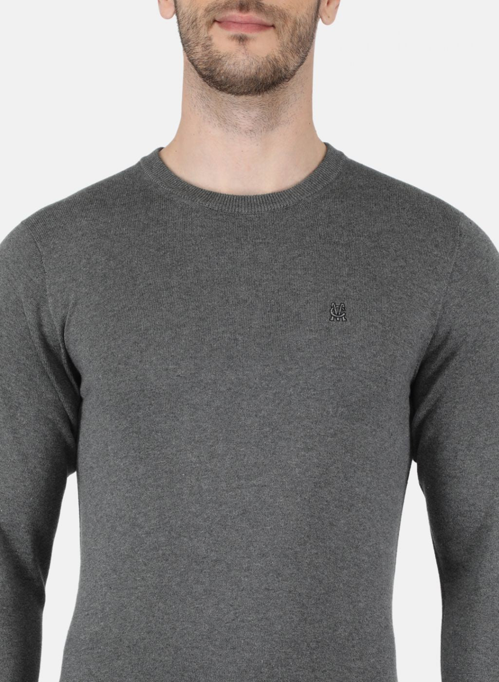 Men Grey Solid Pullover