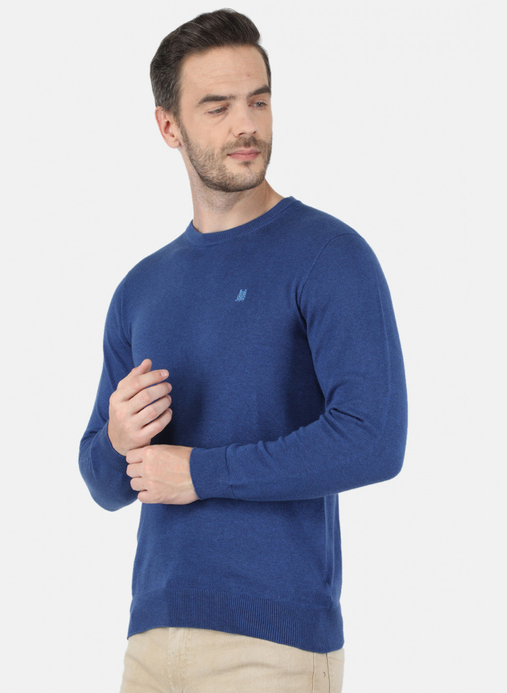 Men Blue Solid Pullover