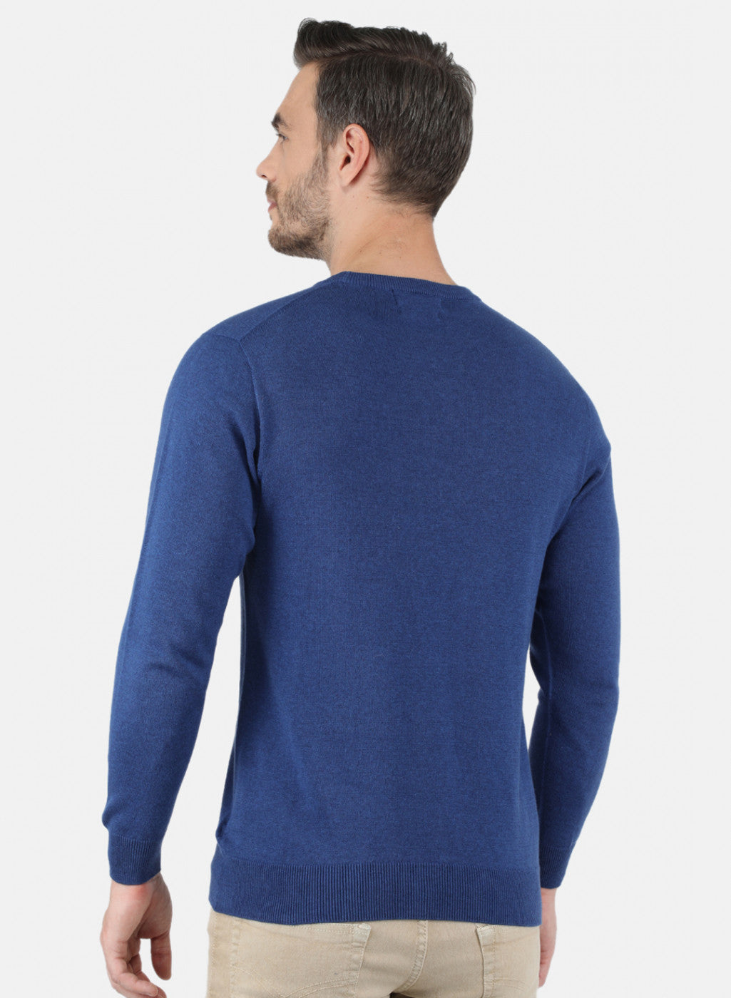 Men Blue Solid Pullover