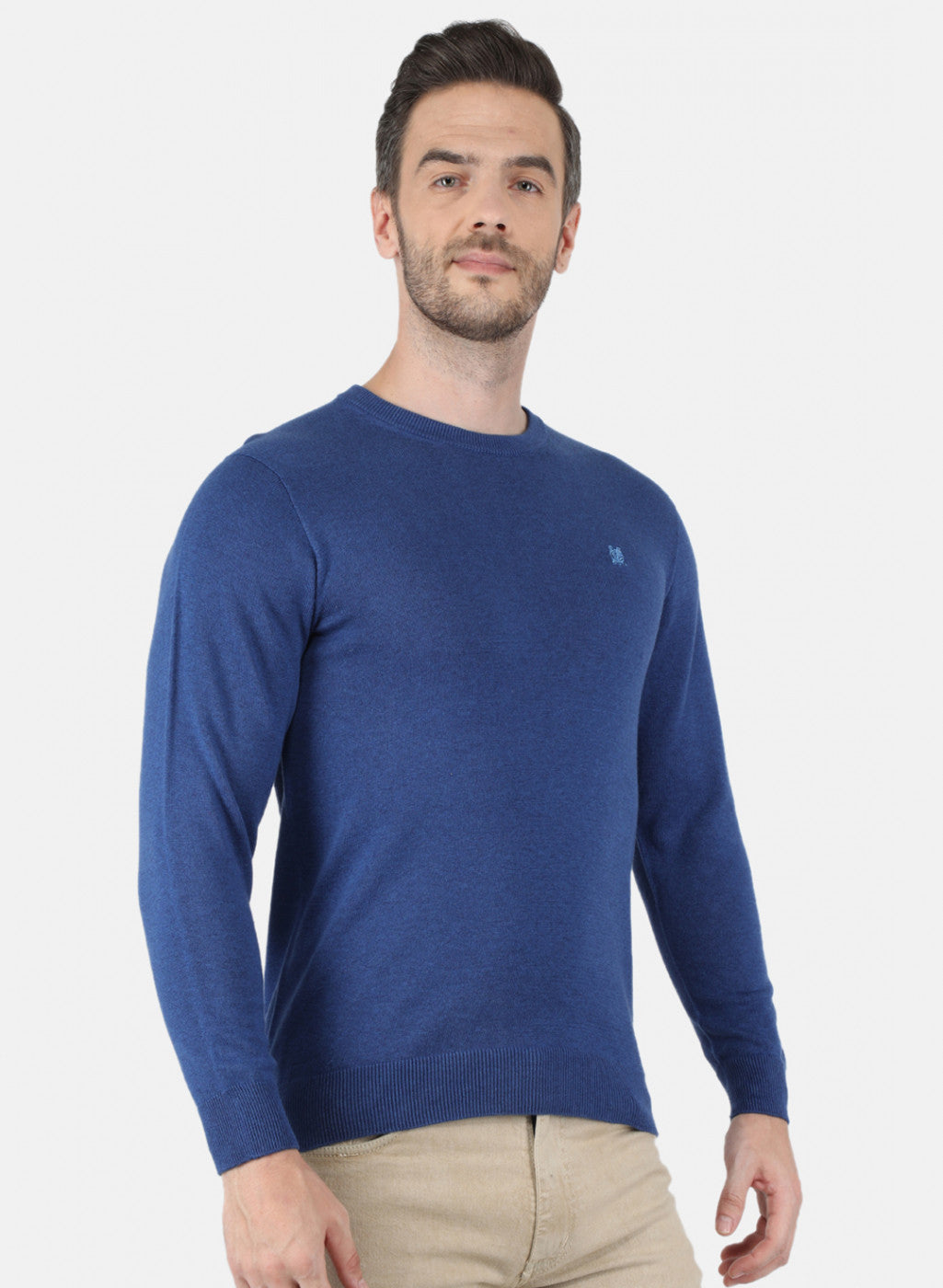 Men Blue Solid Pullover