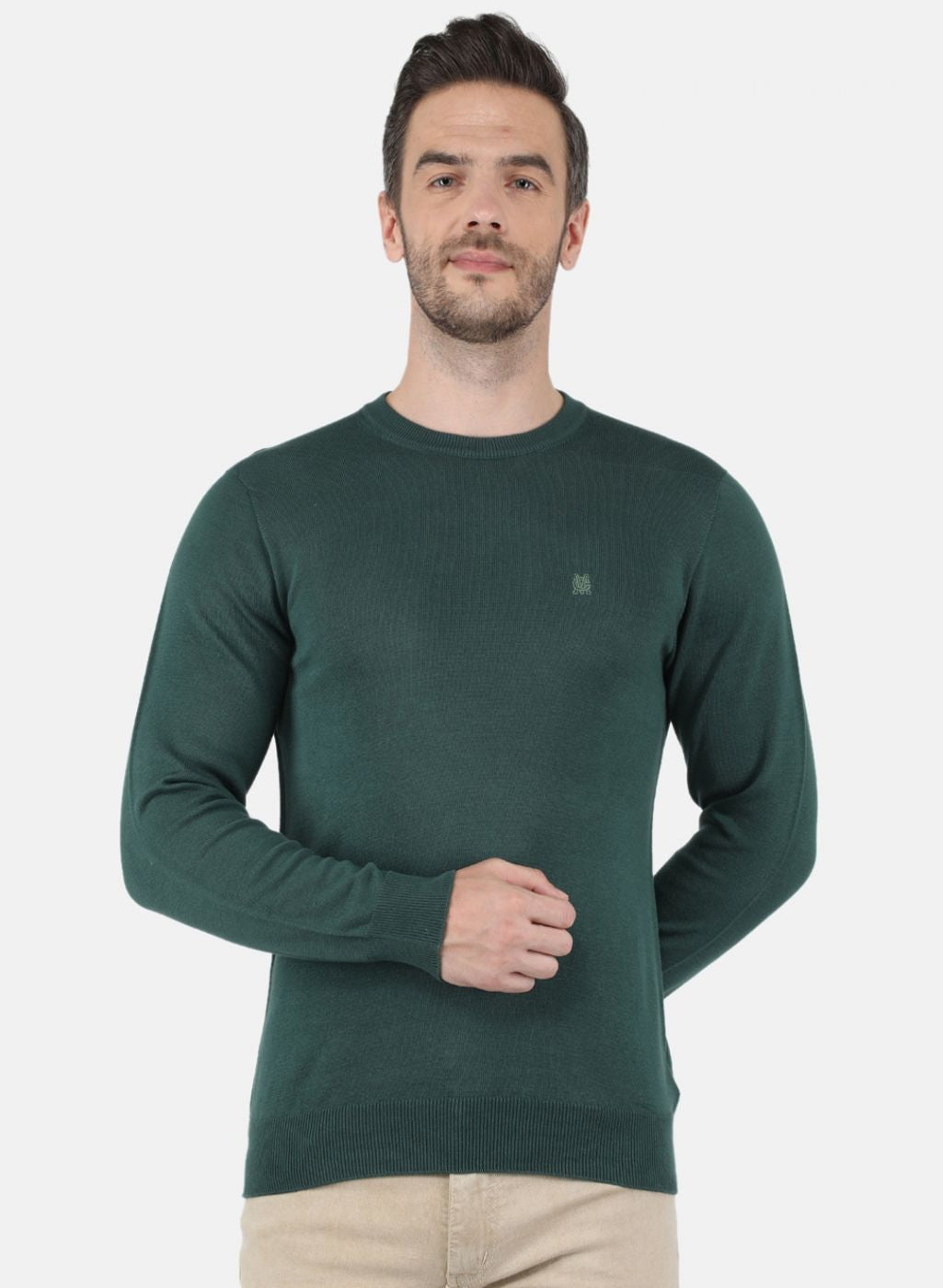 Men Green Solid Pullover