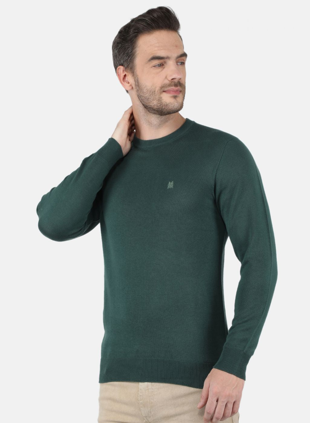 Men Green Solid Pullover