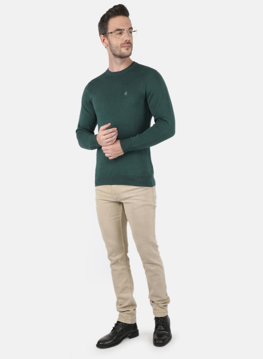 Men Green Solid Pullover