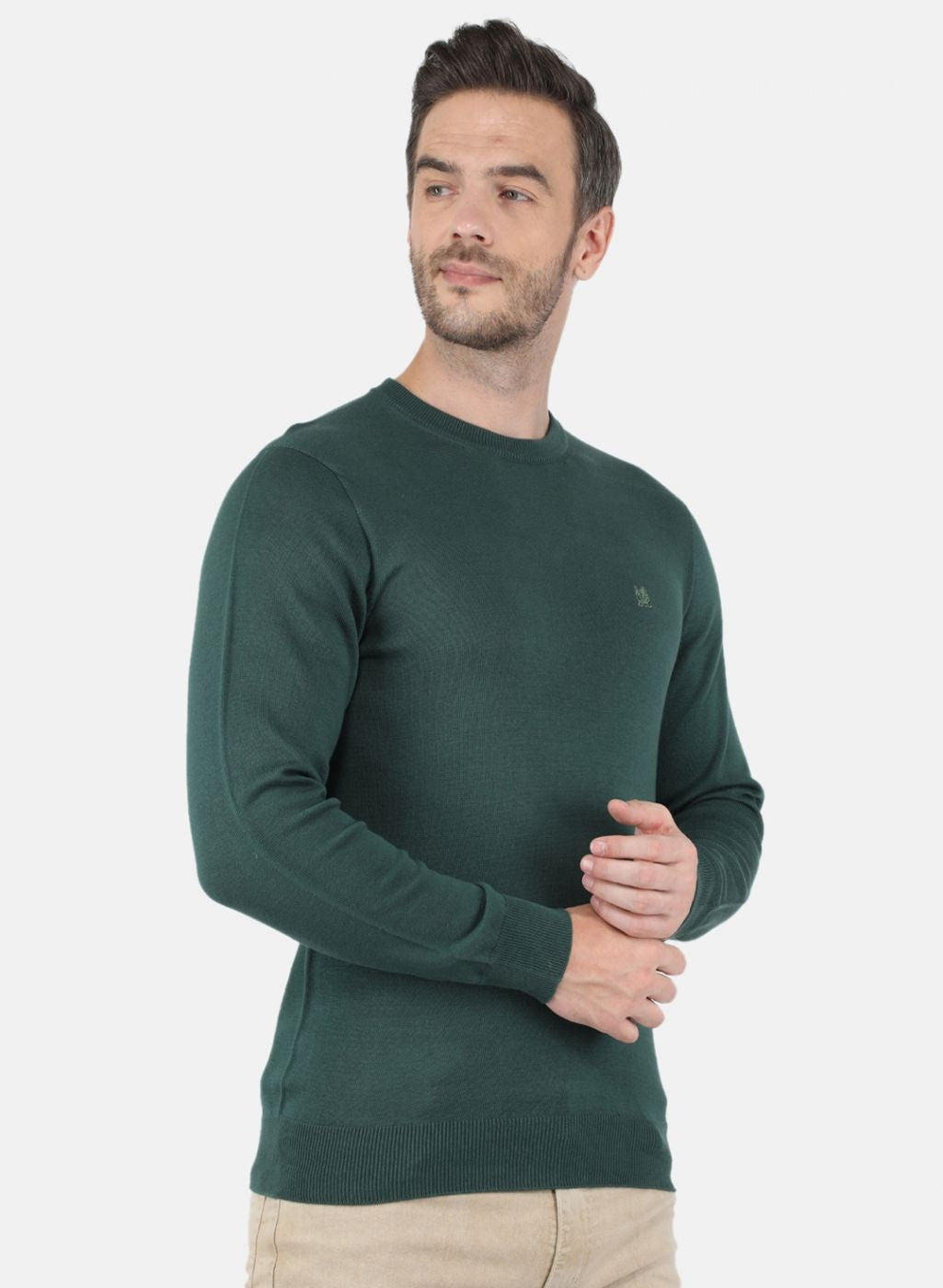 Men Green Solid Pullover