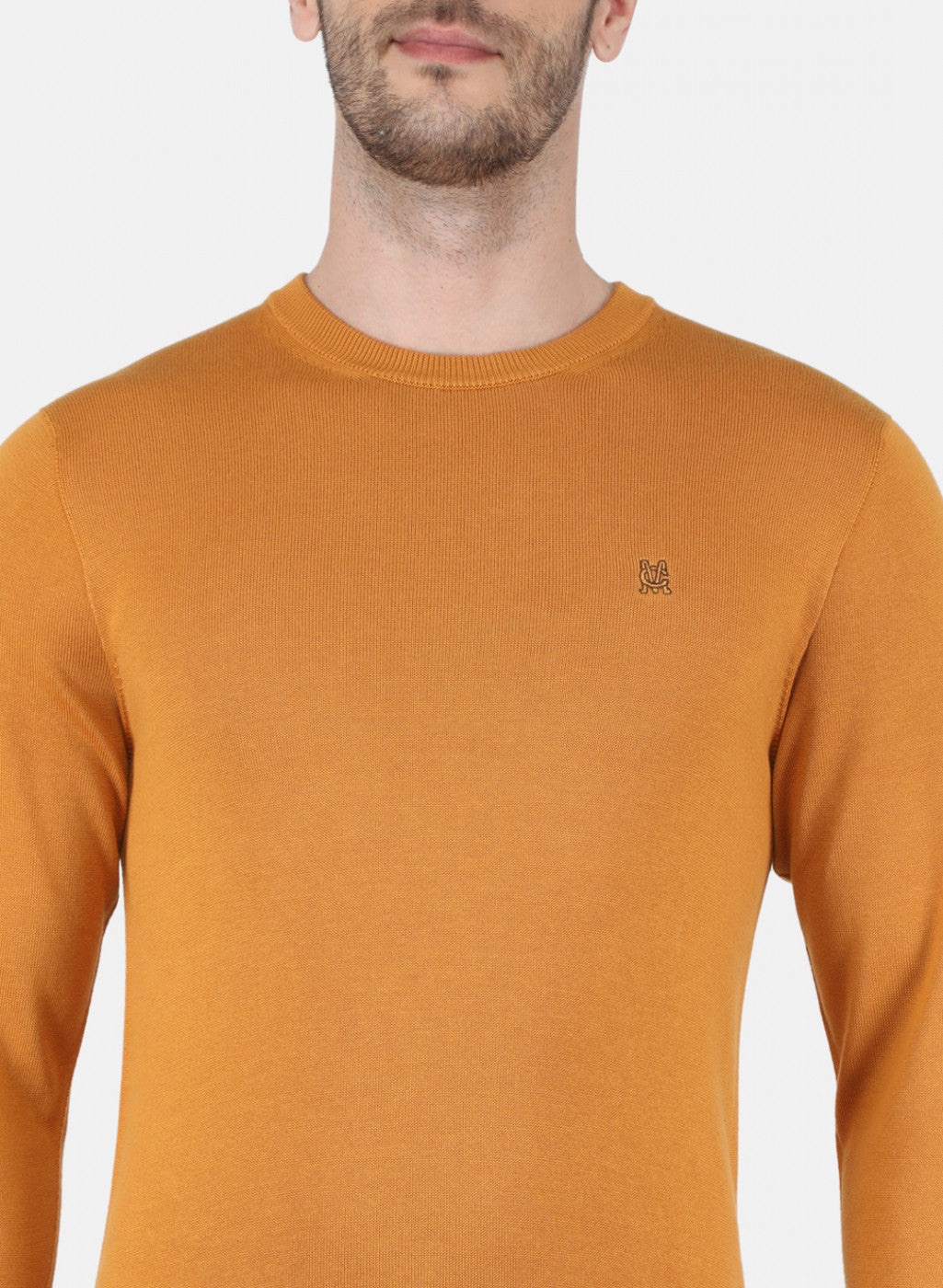 Men Mustard Solid Pullover