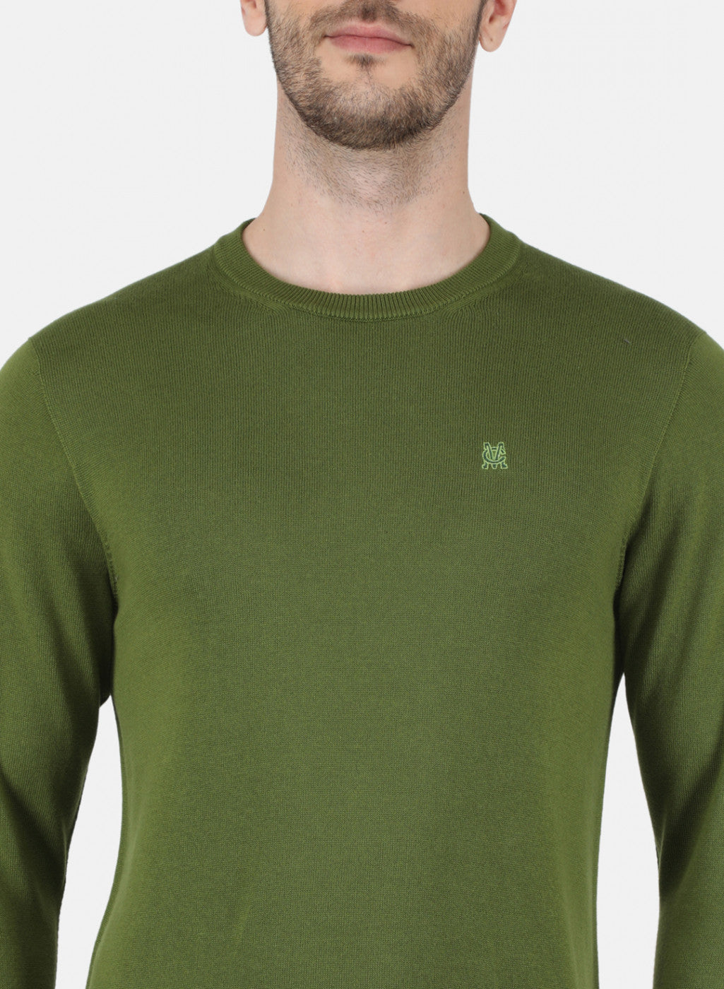 Men Olive Solid Pullover