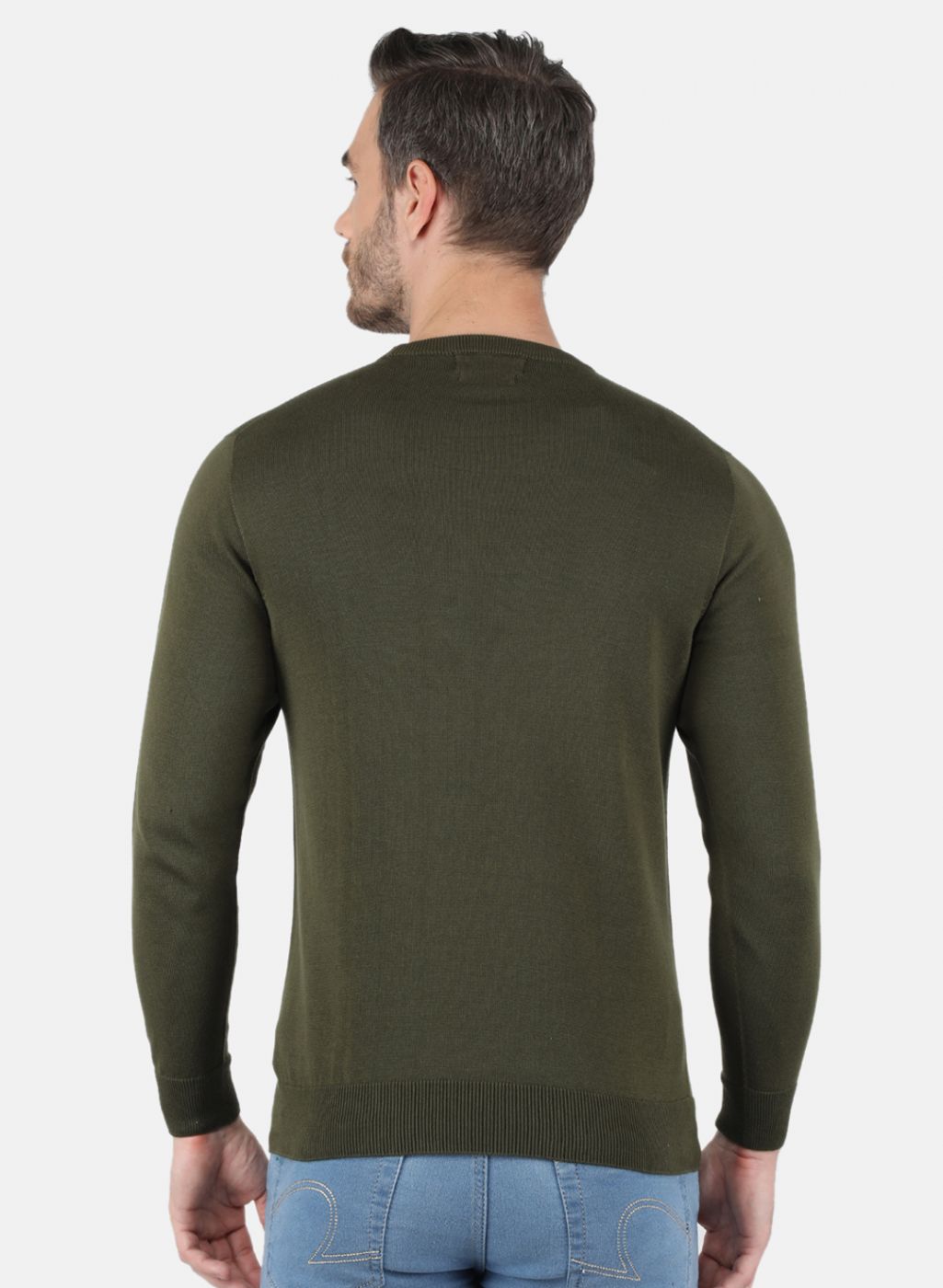 Men Olive Solid Sweater