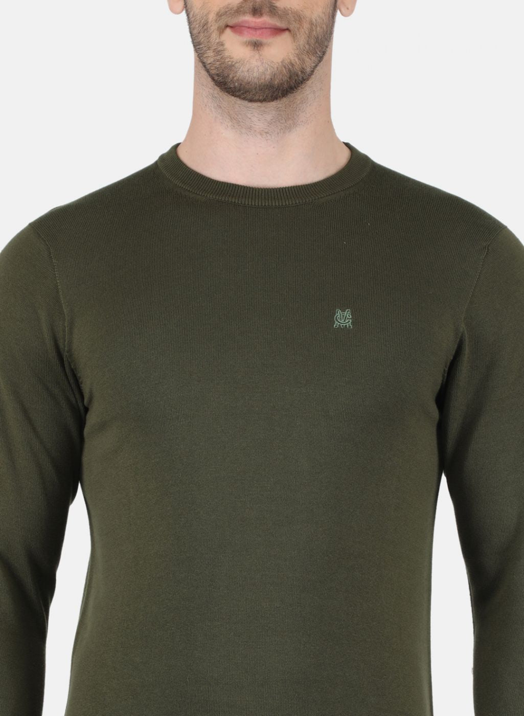 Men Olive Solid Sweater