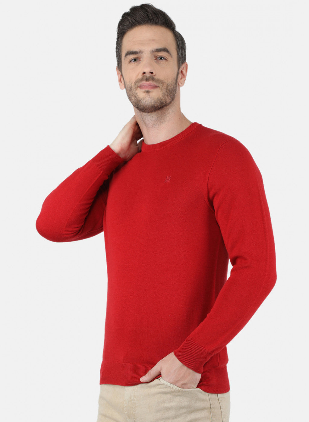 Men Maroon Solid Pullover