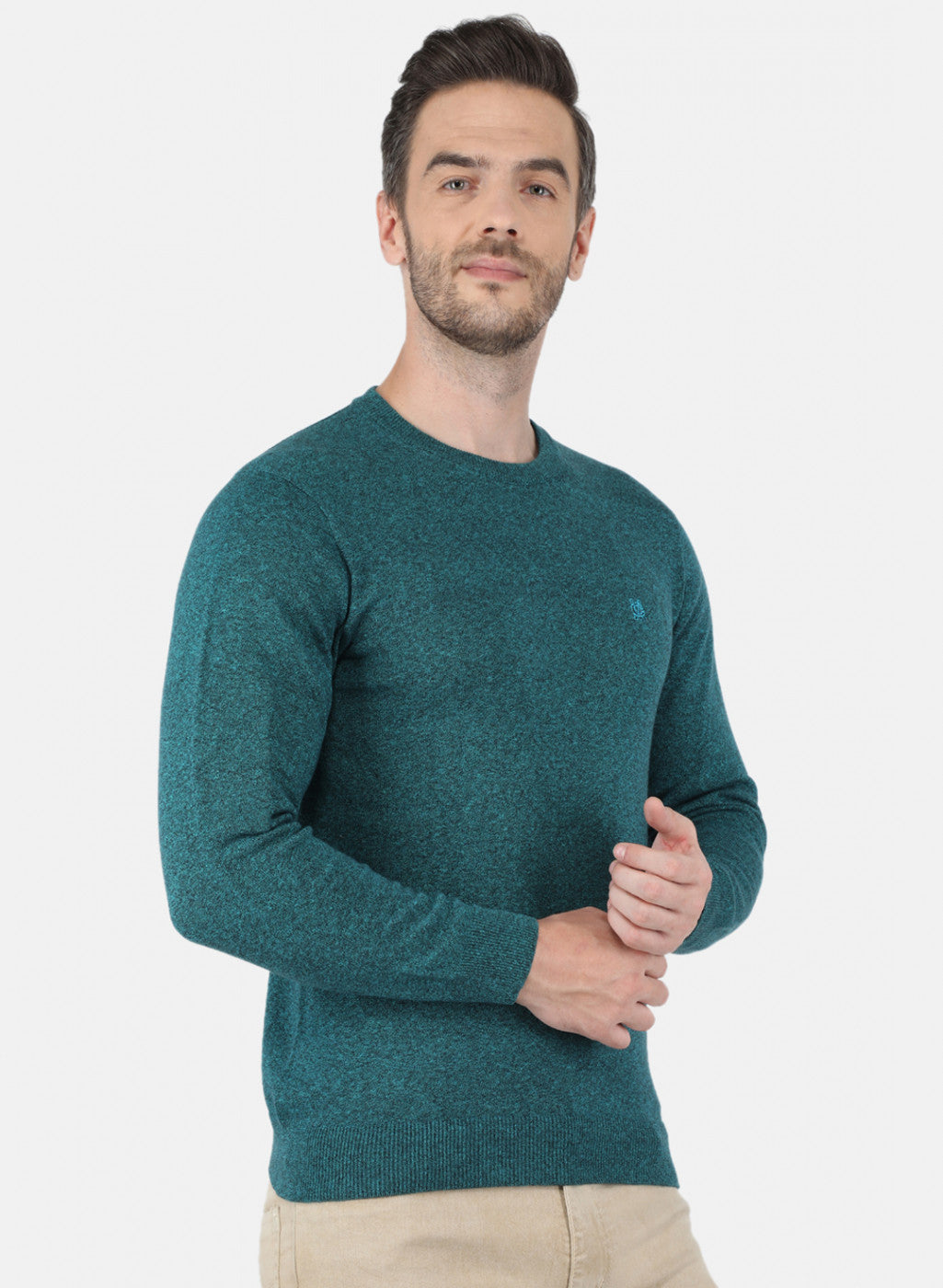 Men Green Solid Pullover