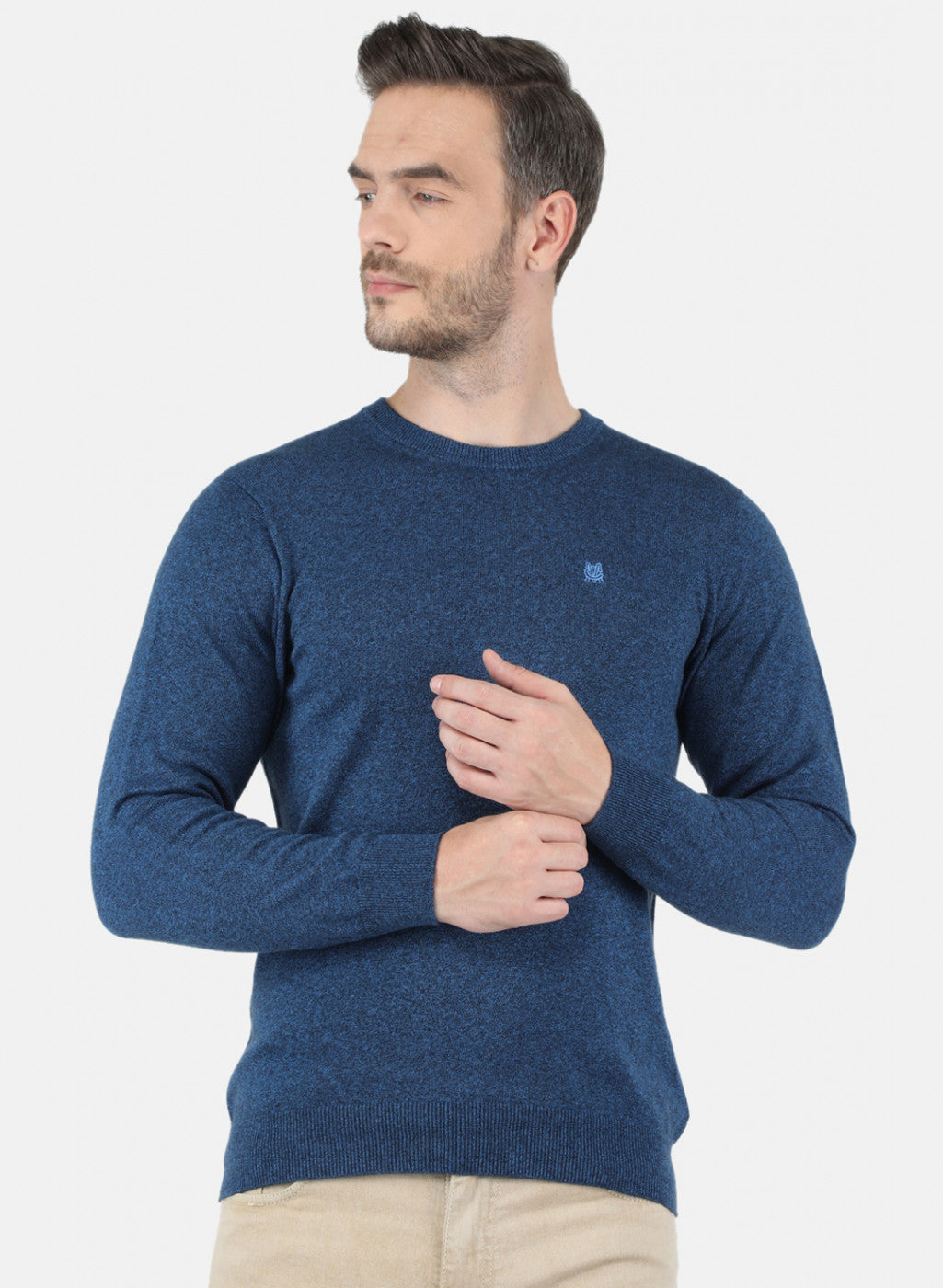 Men Blue Solid Pullover