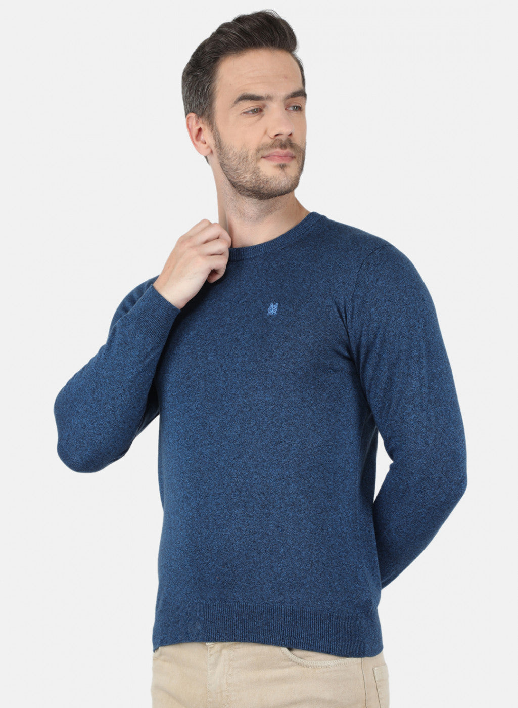 Men Blue Solid Pullover