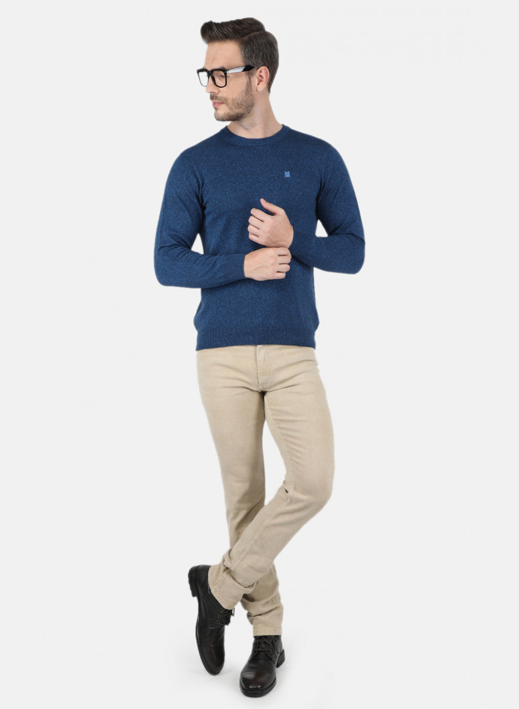 Men Blue Solid Pullover