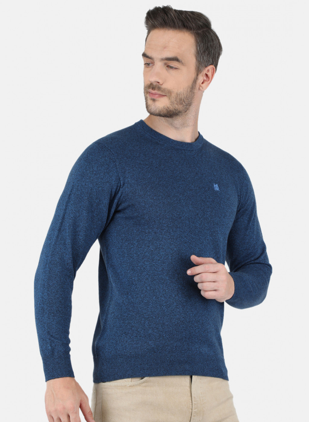 Men Blue Solid Pullover