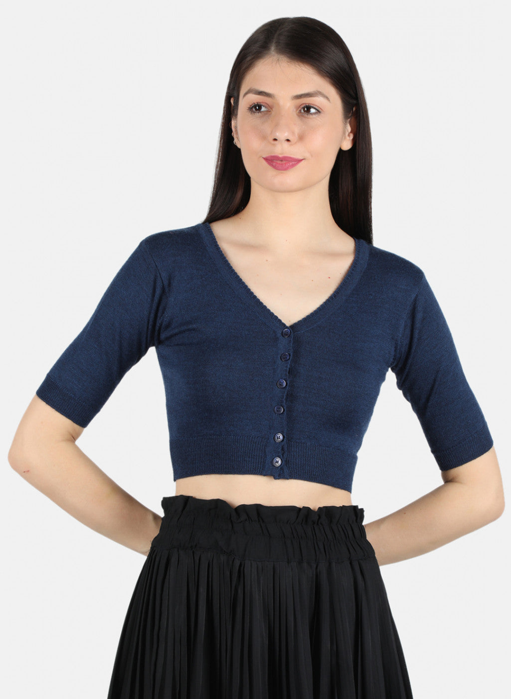 Women Navy Blue Solid Blouse