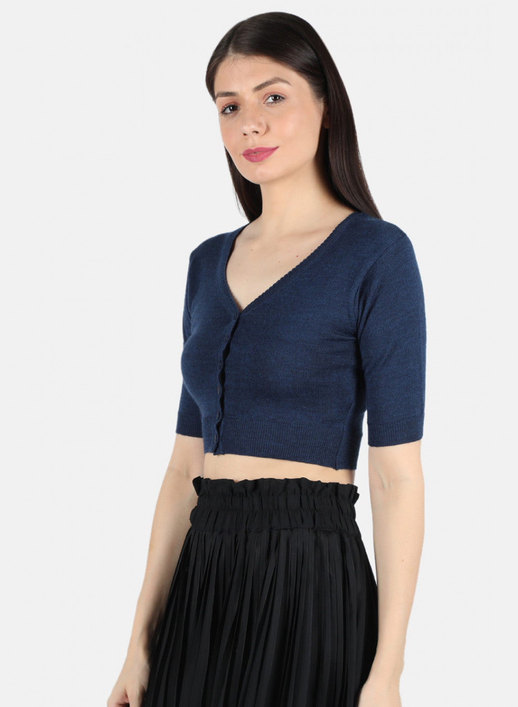 Women Navy Blue Solid Blouse