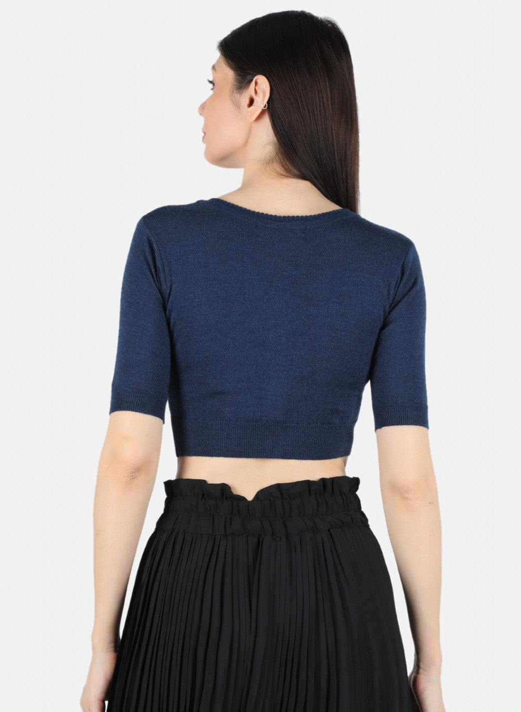 Women Navy Blue Solid Blouse