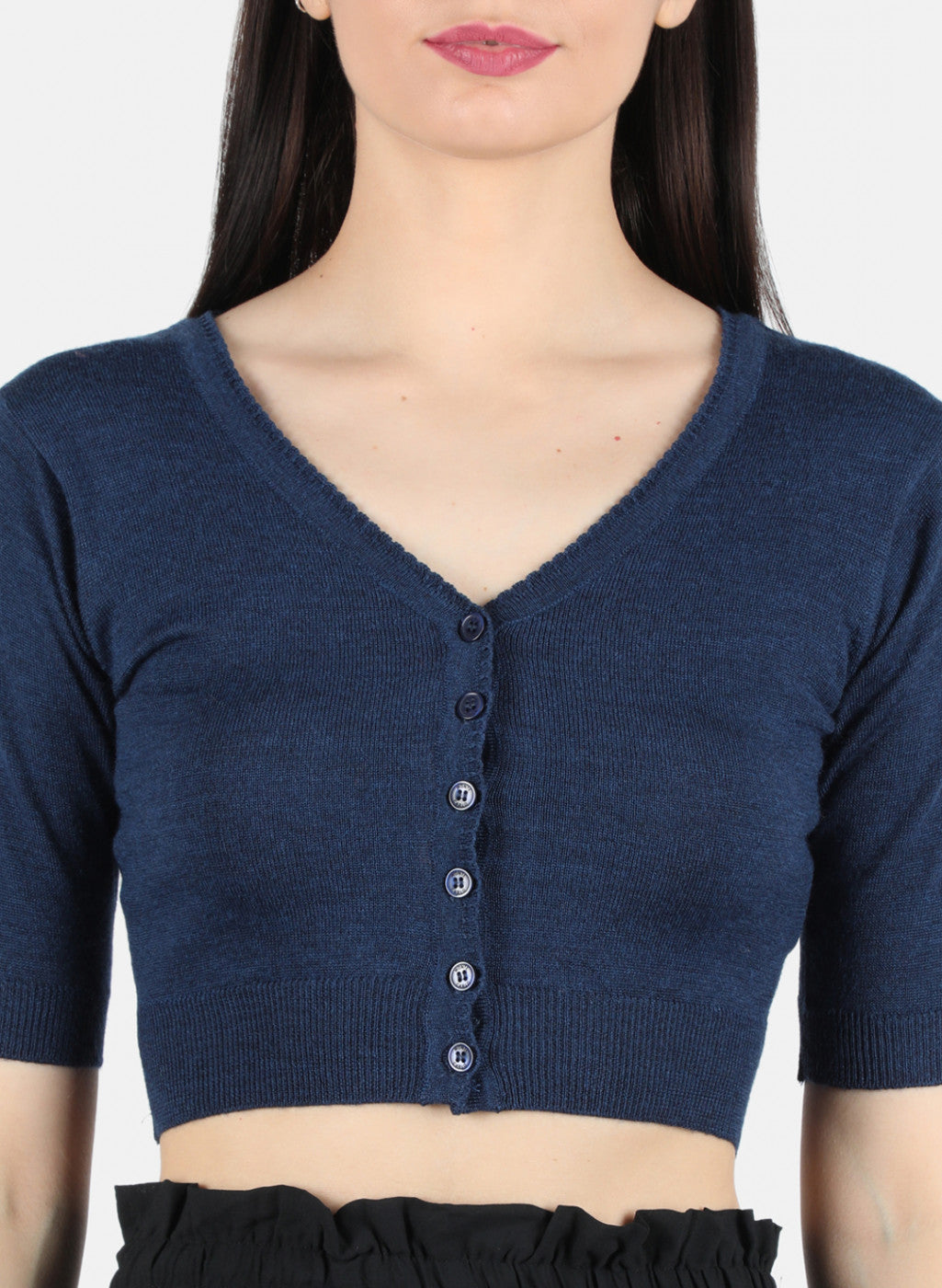 Women Navy Blue Solid Blouse