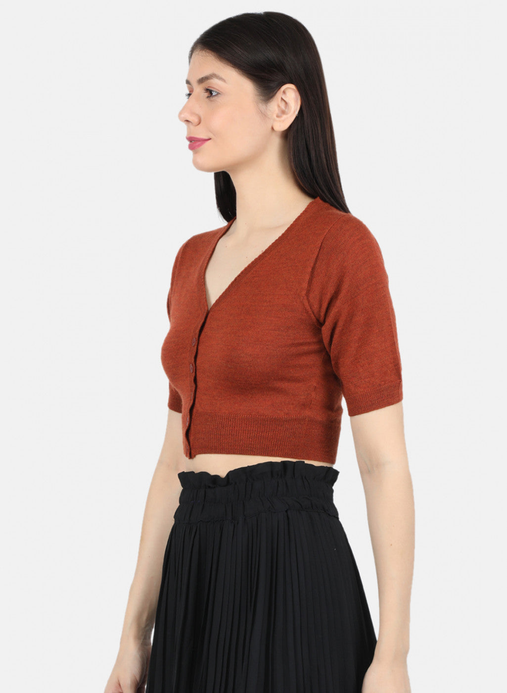 Women Rust Orange Solid Blouse