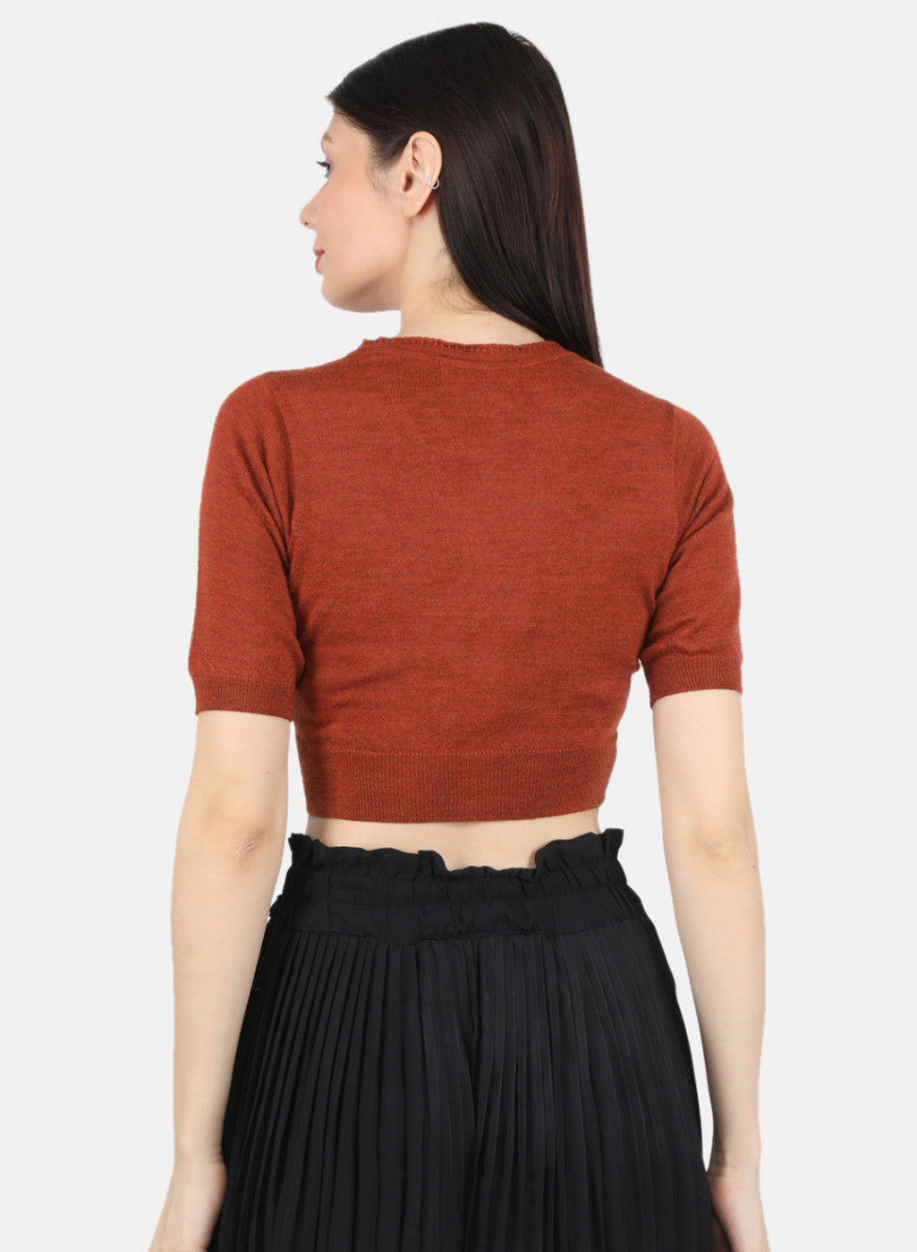 Women Rust Orange Solid Blouse