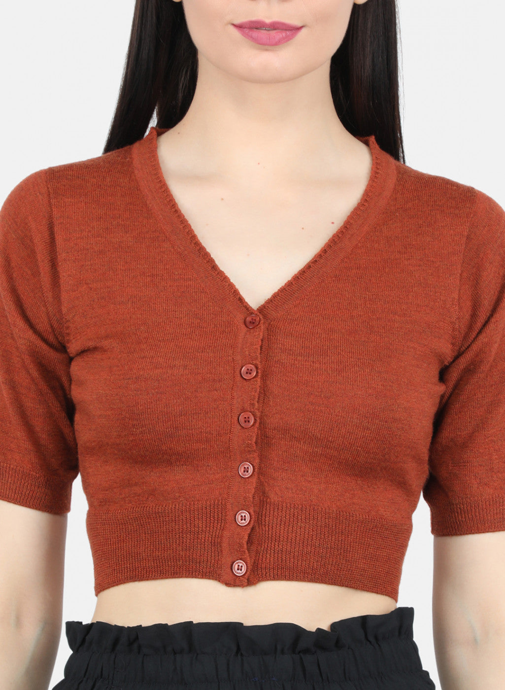 Women Rust Orange Solid Blouse