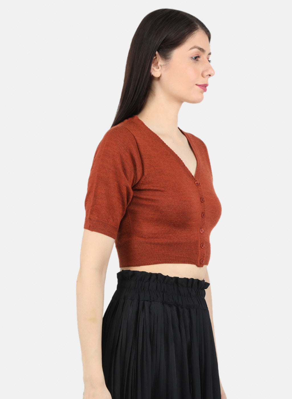 Women Rust Orange Solid Blouse