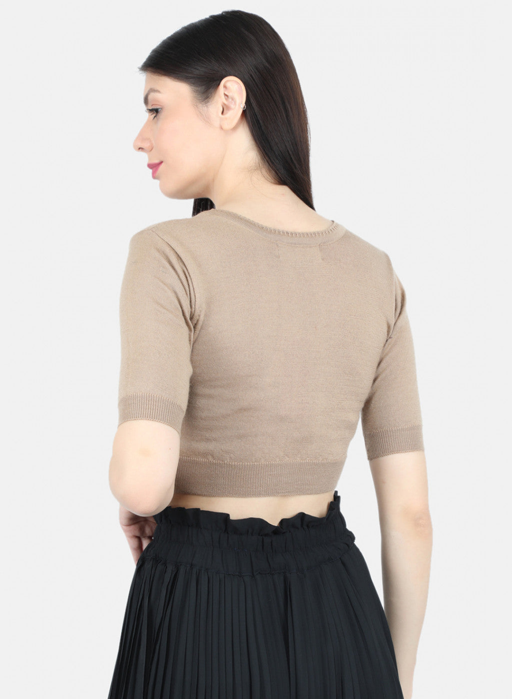 Women Beige Solid Blouse