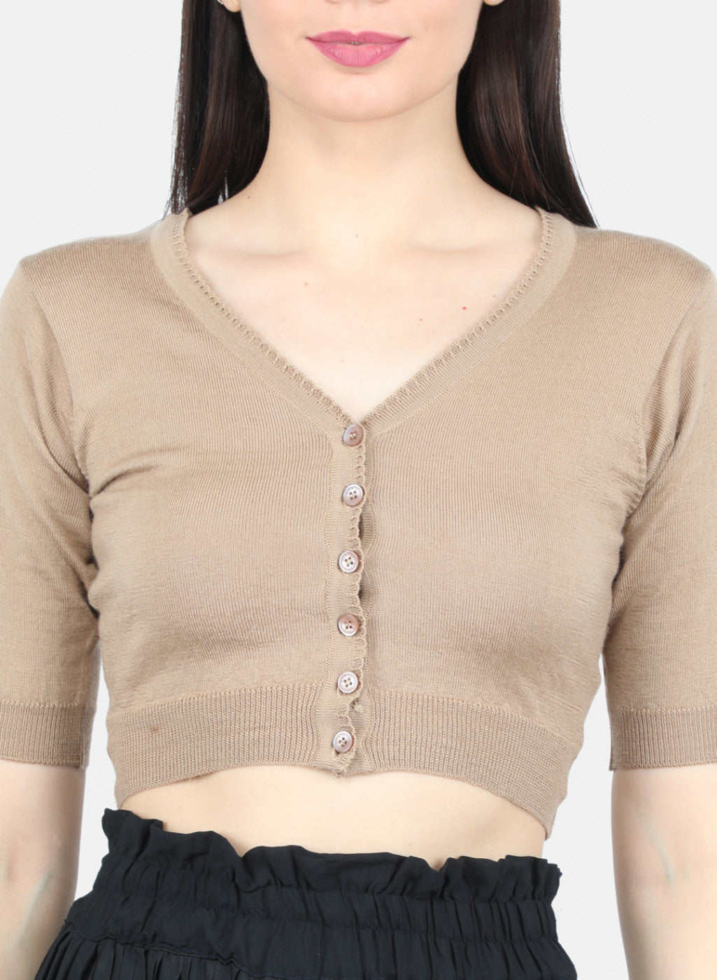 Women Beige Solid Blouse