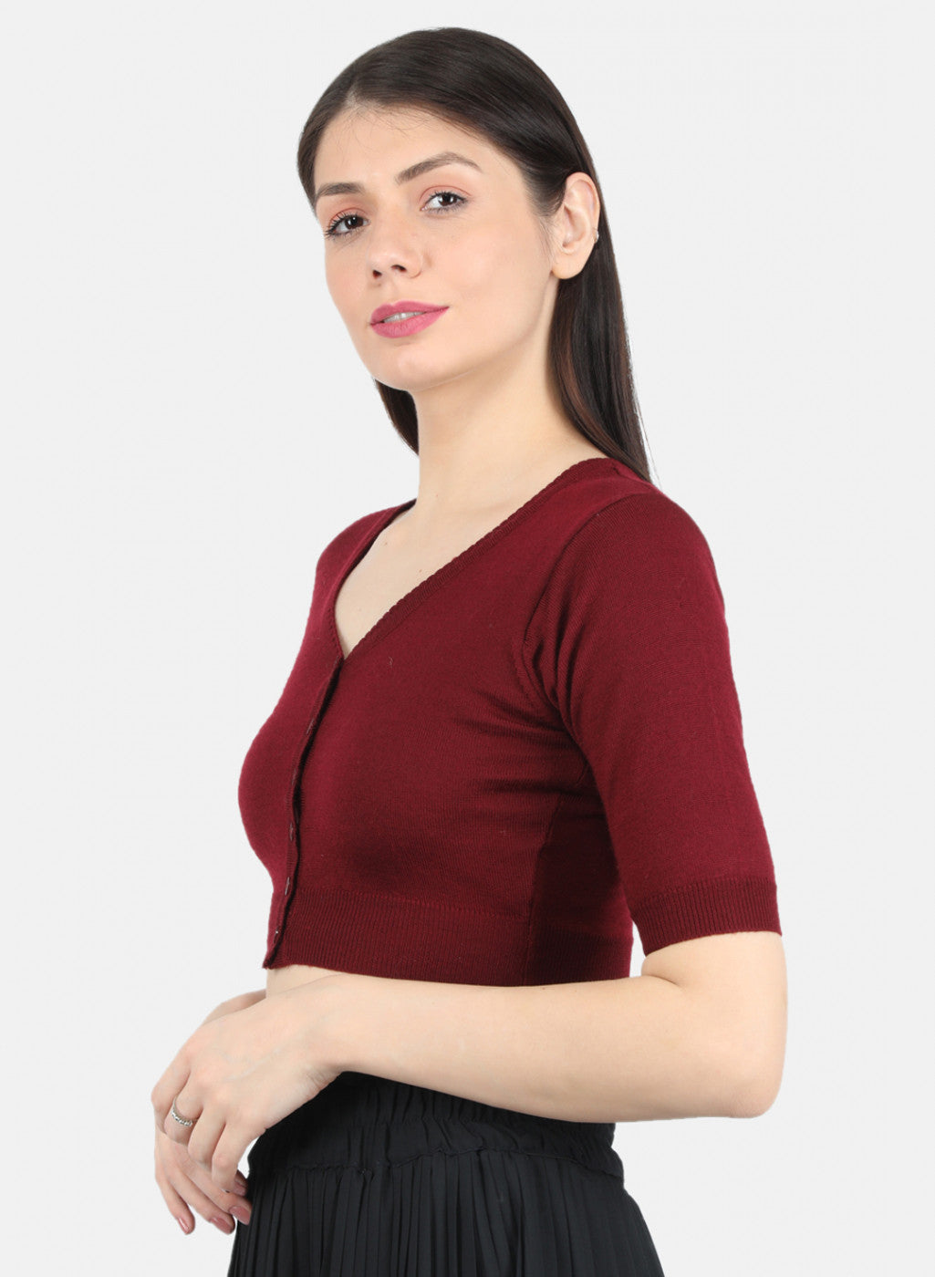 Women Dark Maroon Solid Blouse