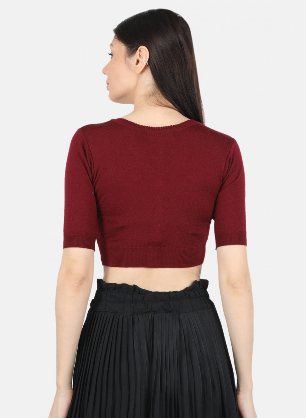 Women Dark Maroon Solid Blouse