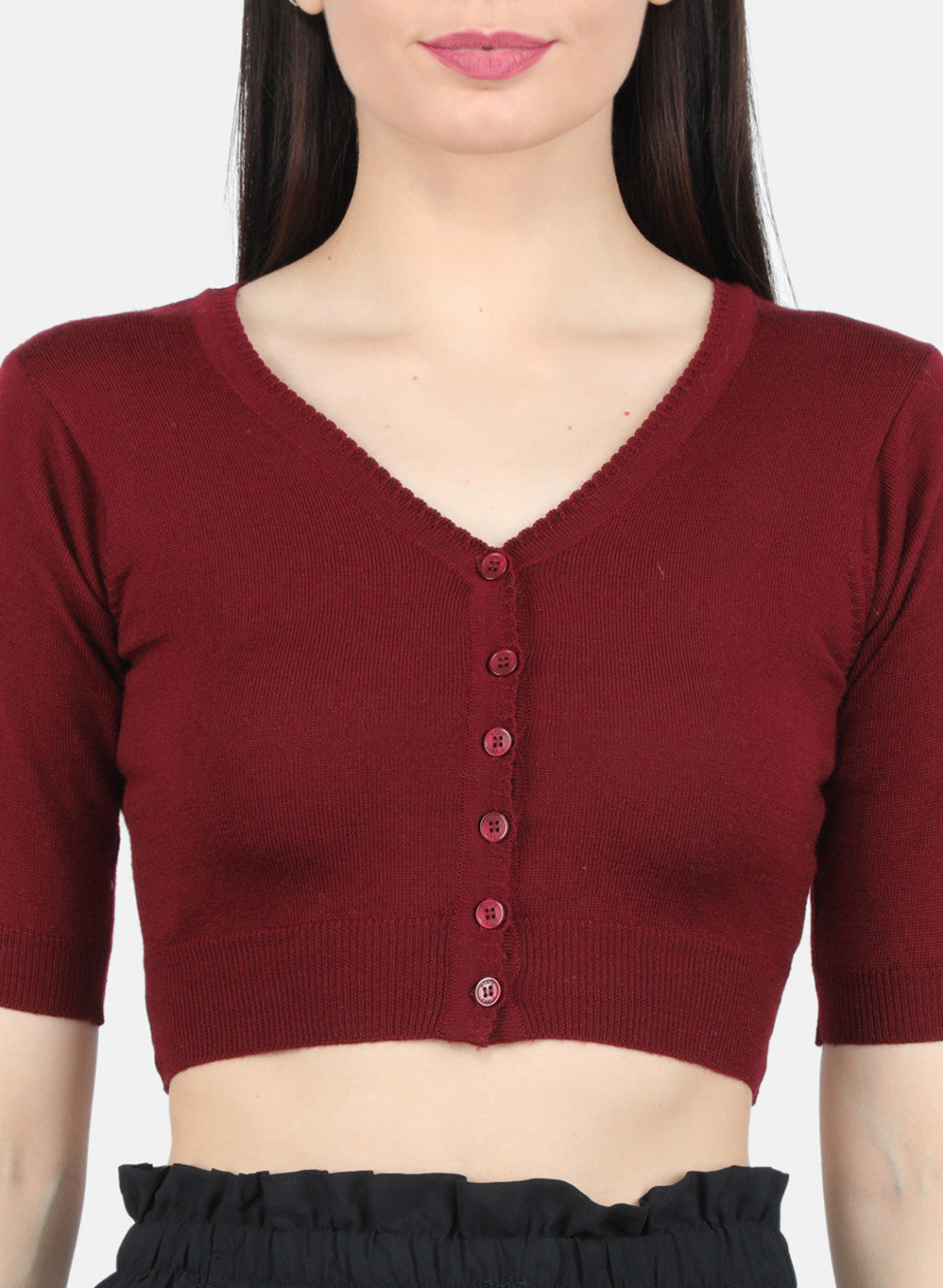 Women Dark Maroon Solid Blouse