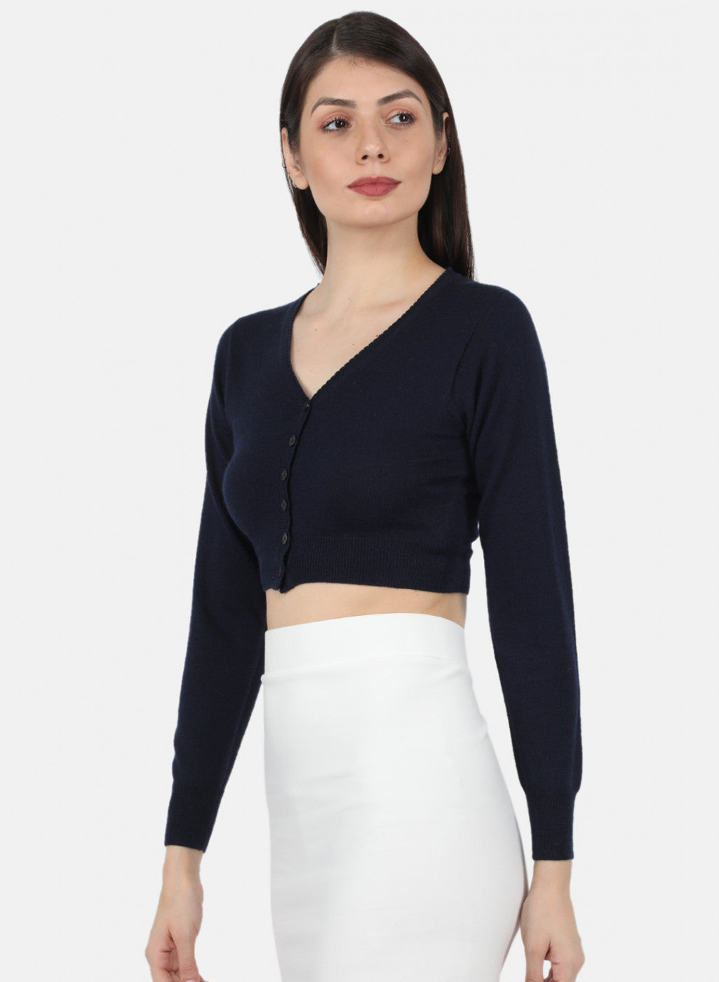 Women Navy Blue Solid Blouse