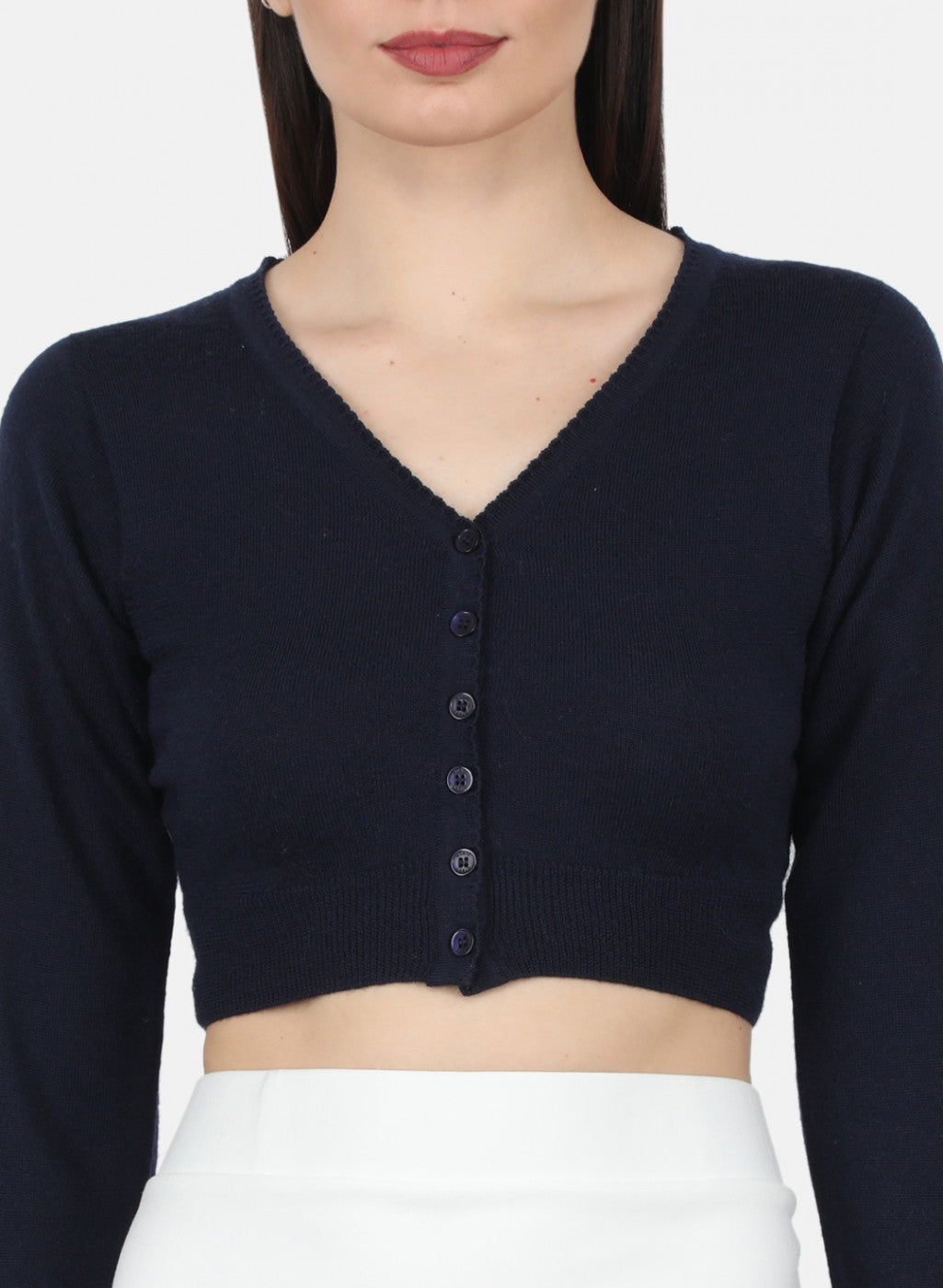 Women Navy Blue Solid Blouse