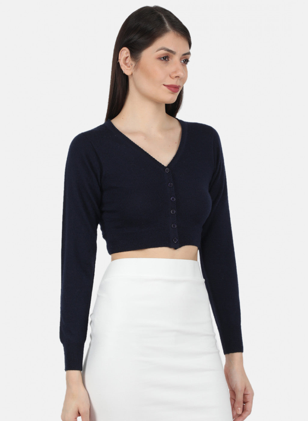 Women Navy Blue Solid Blouse