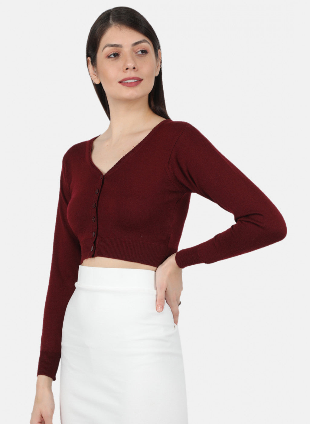 Women Maroon Solid Blouse