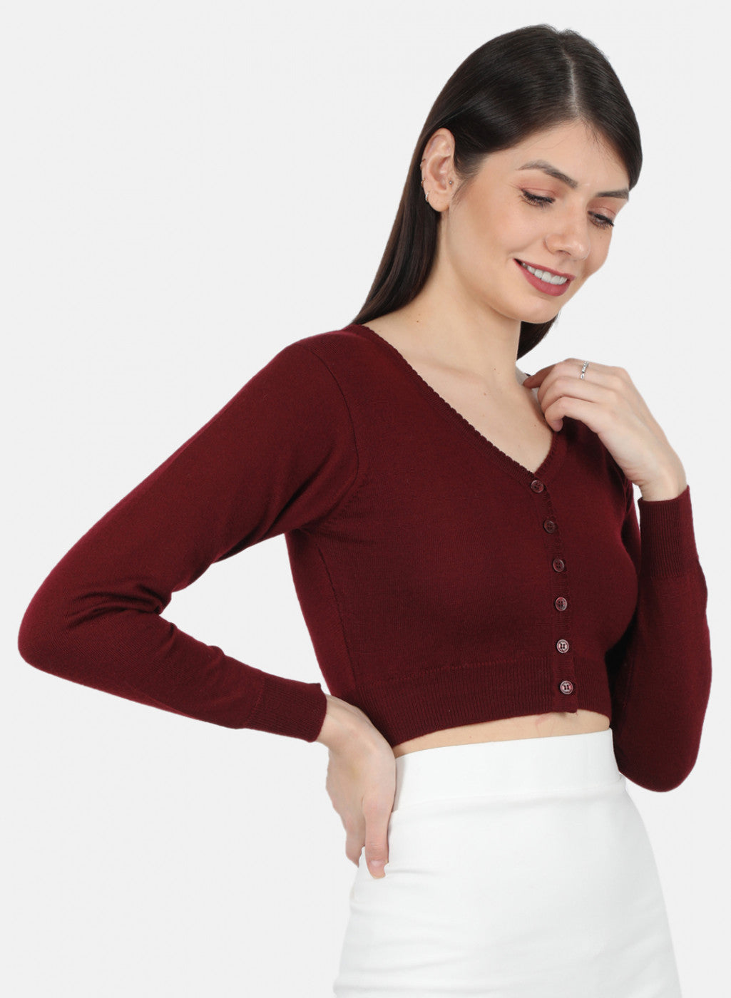 Women Maroon Solid Blouse