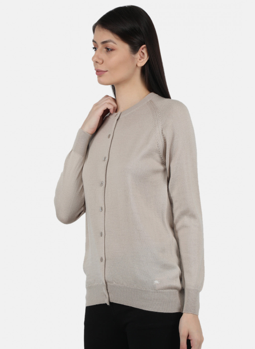 Women Beige Solid Cardigan