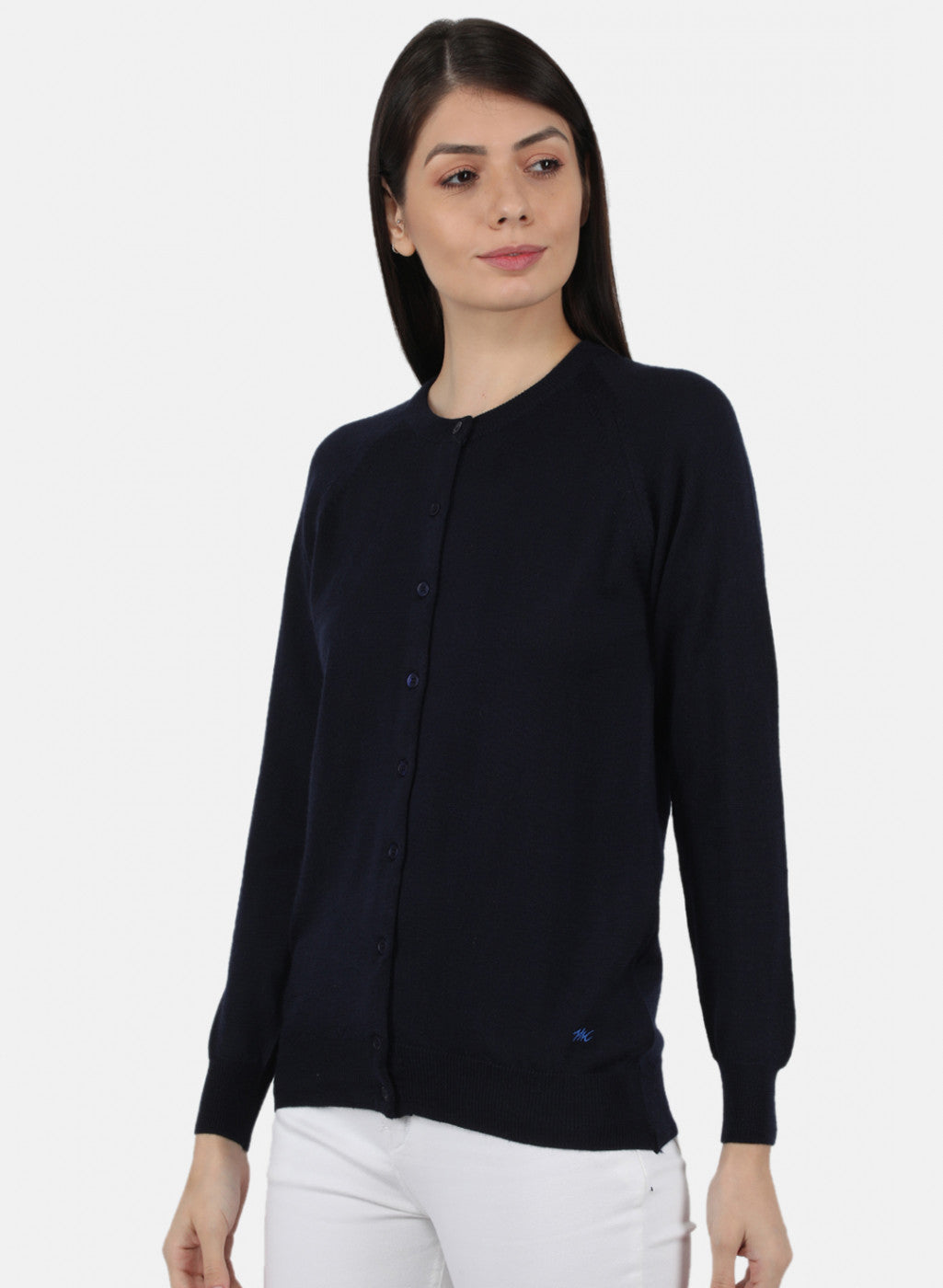 Women Navy Blue Solid Cardigan