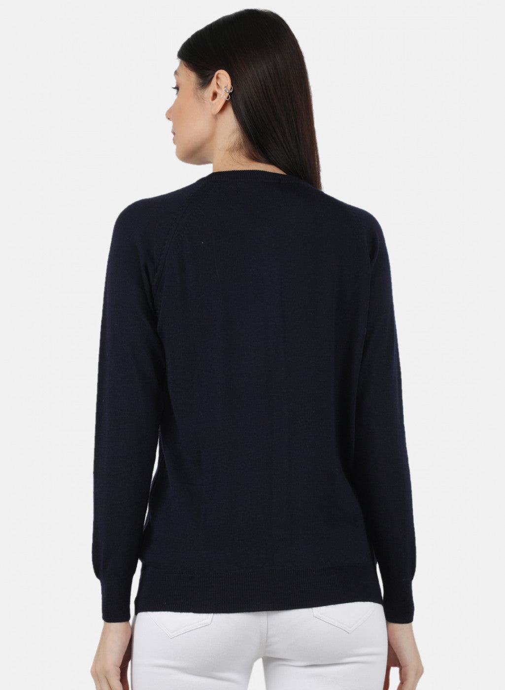 Women Navy Blue Solid Cardigan