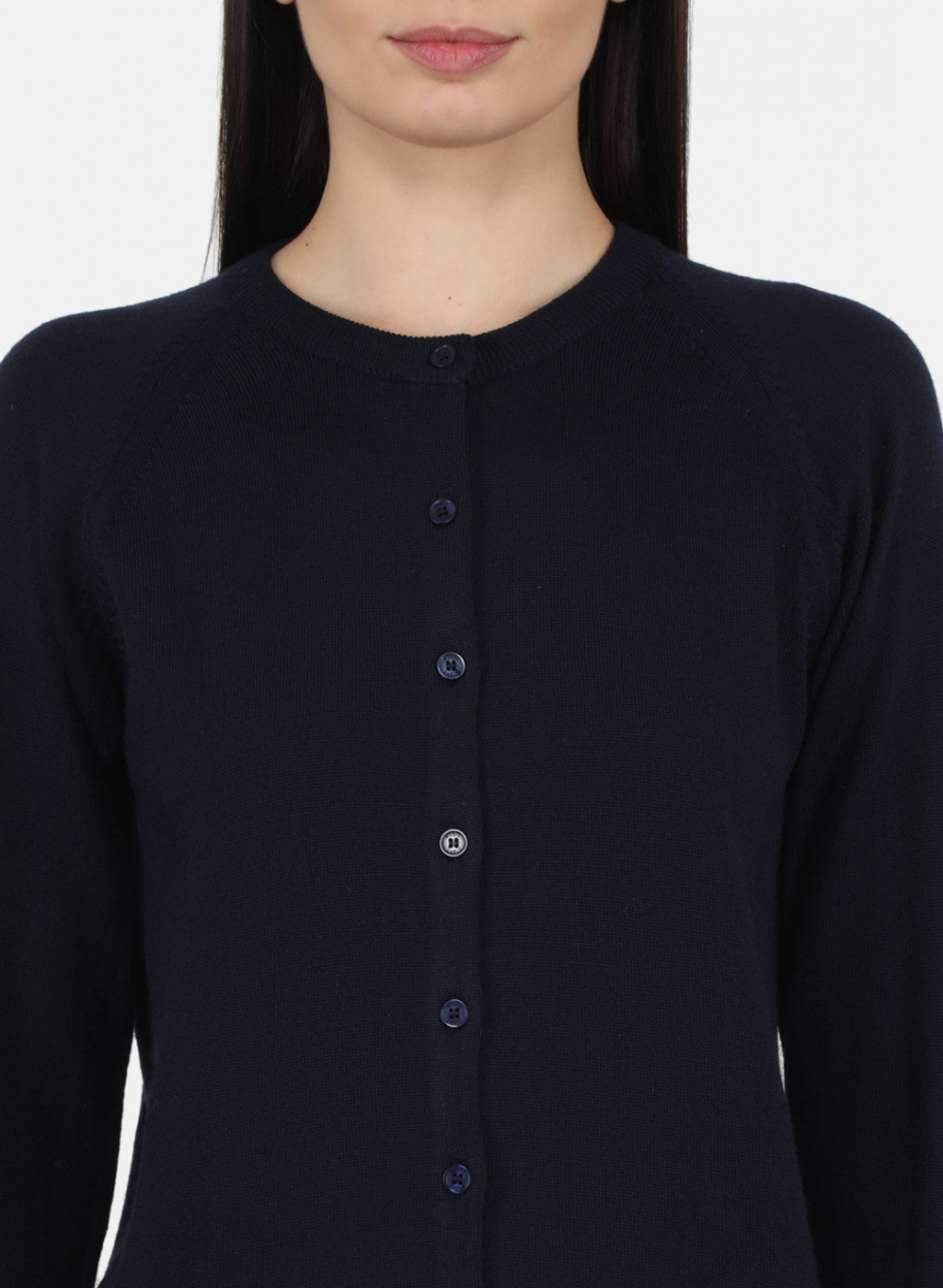 Women Navy Blue Solid Cardigan