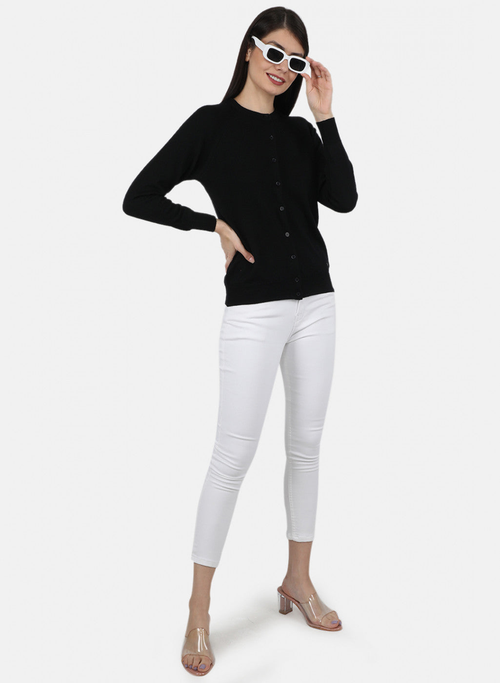 Women Black Solid Cardigan