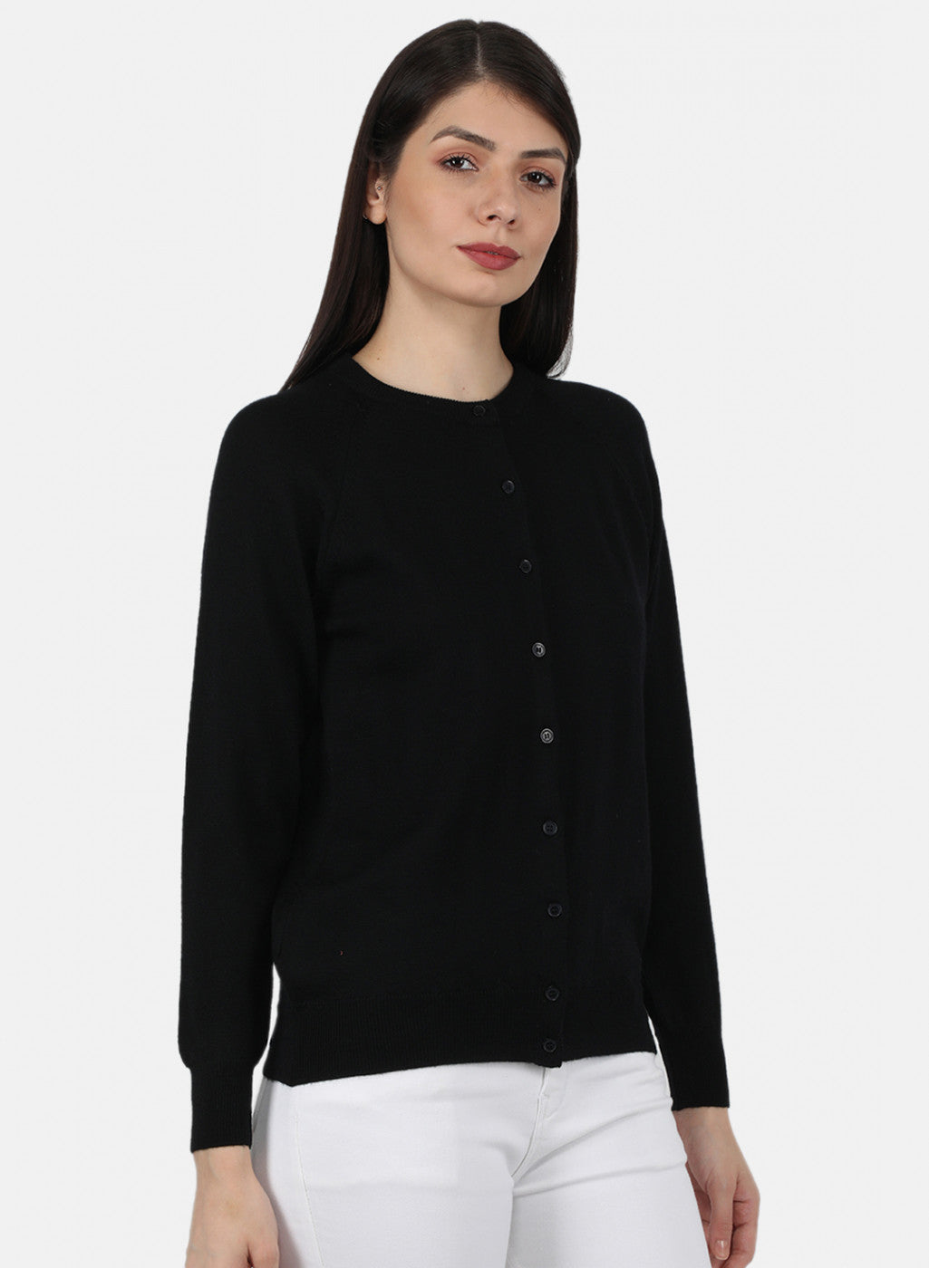 Women Black Solid Cardigan