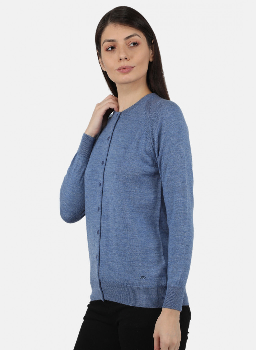 Women Blue Solid Cardigan